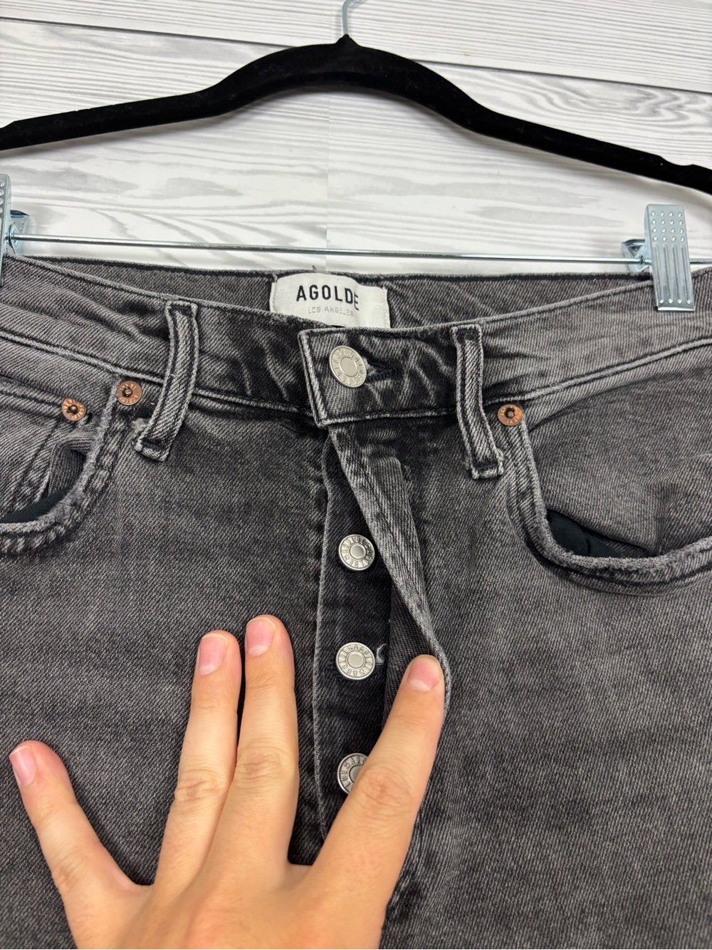 AGOLDE Organic Cotton Riley crop black jeans size 26 - Picture 3 of 8
